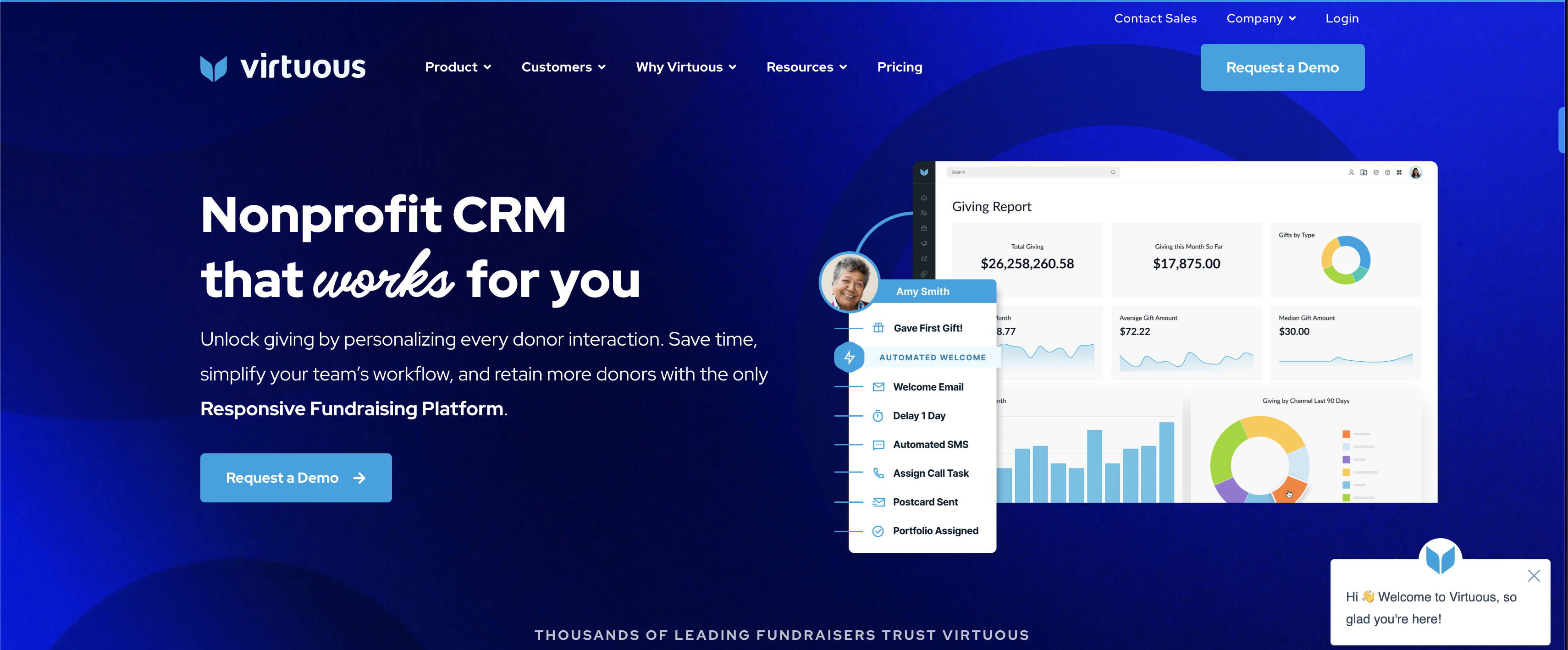 Virtuous CRM home page