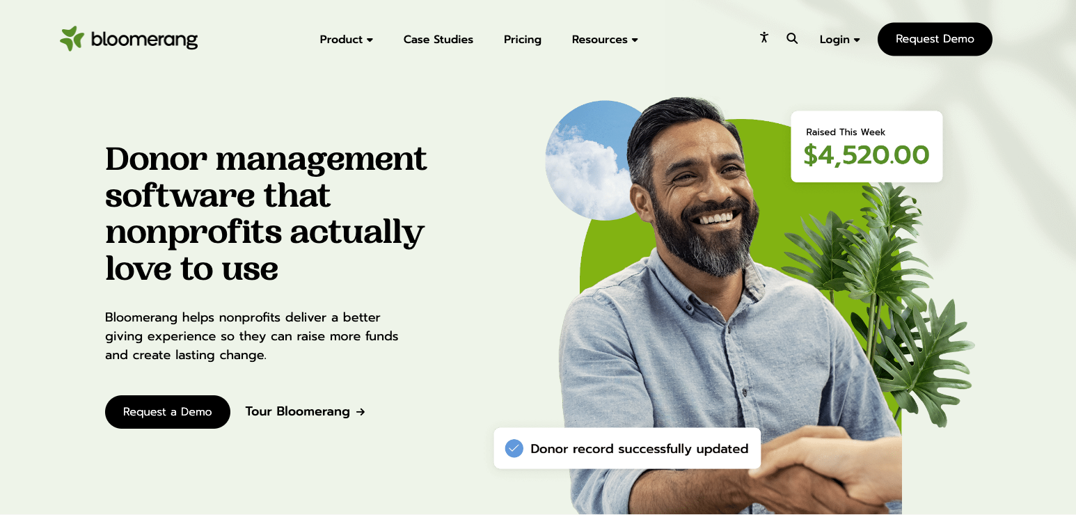 Bloomerang Donor Management Home Page